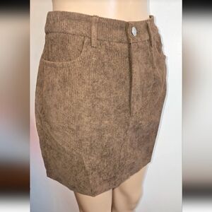 Women's Brown Corduroy Mini Skirt - SMALL